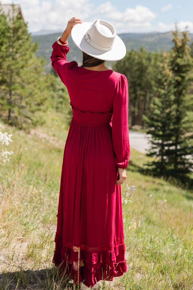 Lucky to Have You Wine Maxi Dress SALE