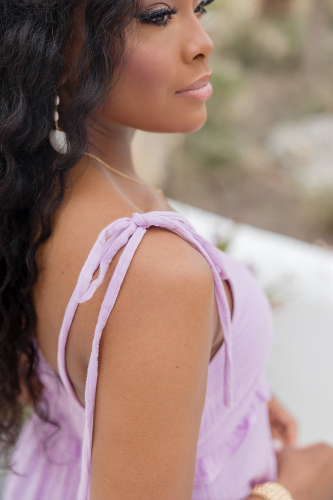 Radiant Rays Lilac Tie Shoulder Romper FINAL SALE