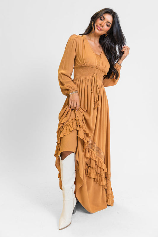Lucky To Have You Camel Maxi Dress SALE