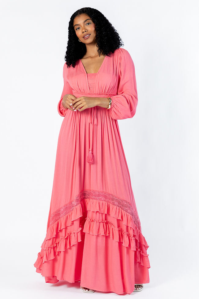 Lucky To Have You Coral Maxi Dress SALE