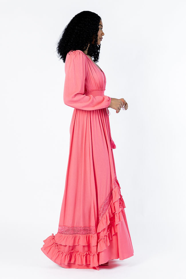 Lucky To Have You Coral Maxi Dress SALE