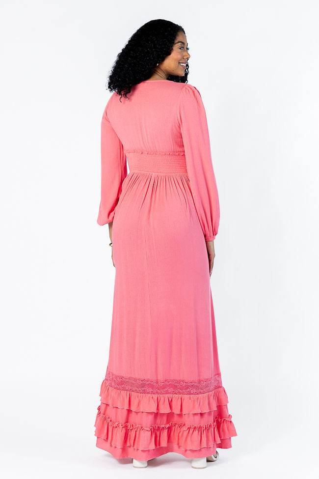 Lucky To Have You Coral Maxi Dress SALE