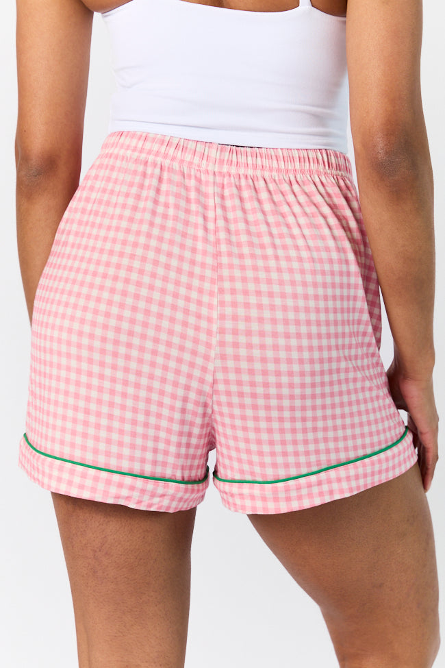Good To Get Away Pink Gingham Pajama Shorts SALE