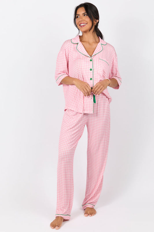 Good To Get Away Pink Gingham Pajama Pants SALE