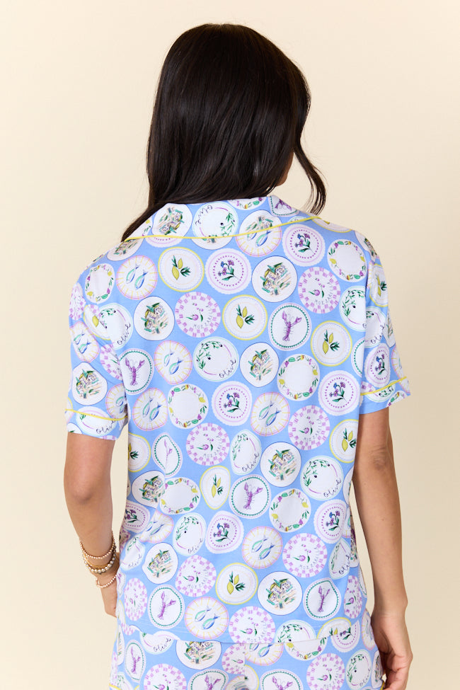 Under The Stars Decorative Plate Print Bamboo Pajama Top SALE