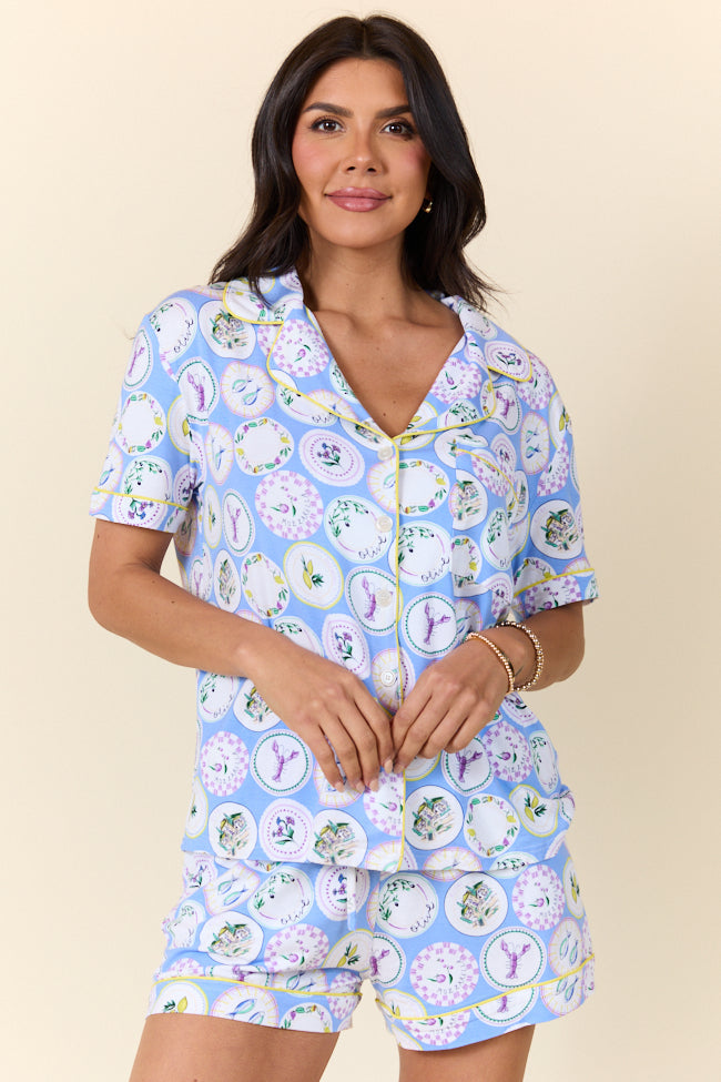 Under The Stars Decorative Plate Print Bamboo Pajama Top SALE