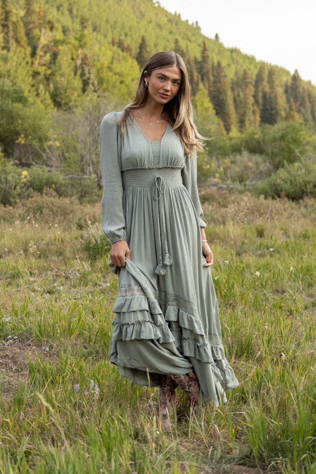 Lucky To Have You Sage Maxi Dress SALE