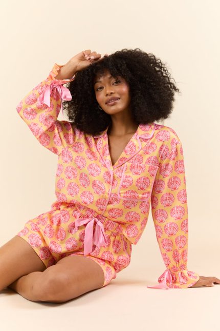 Seashell Serenity Satin Pajama Top SALE